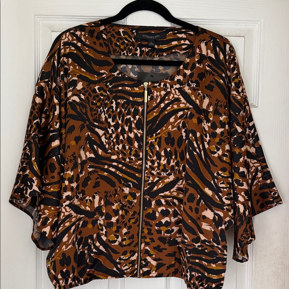 Marc New York Animal print women zipper shirt